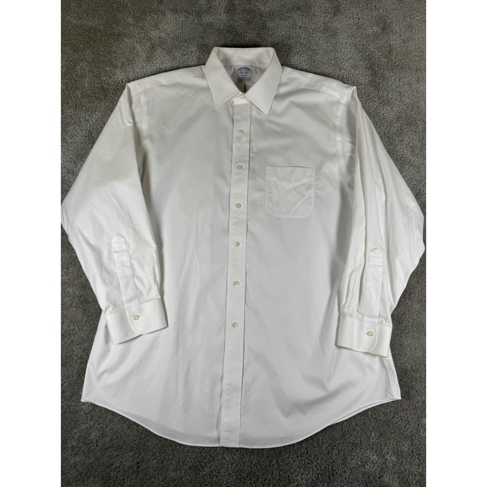 Brooks Brothers Regent Fit Dress Shirt Mens 17 33 White Non-Iron Supima Cotton
